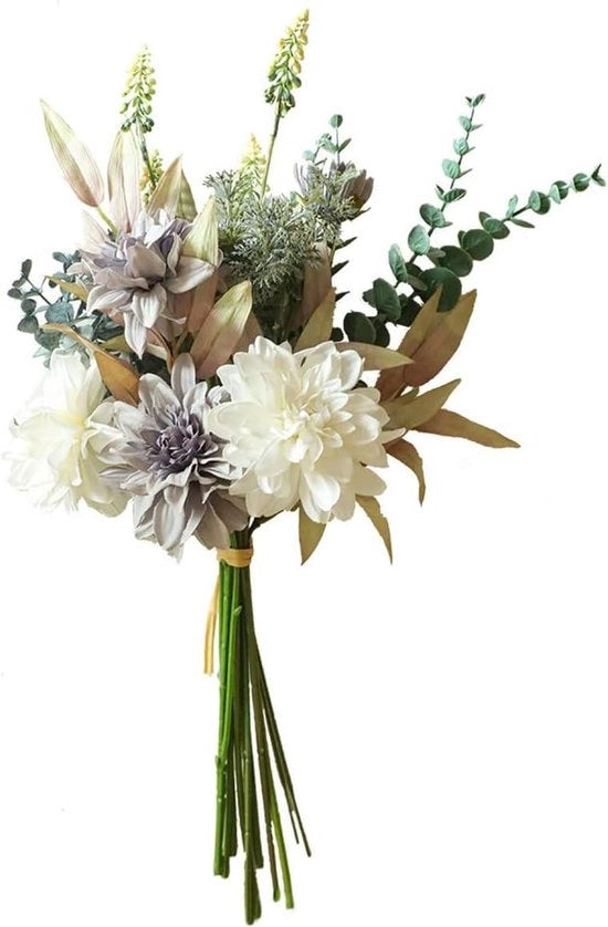 Decorazione di Finto Fiori Boccioli di Finto Fiori Bouquet di Fiori Finti in Bianco e Viola Arrangiamento di Fiori Finti per Camera da Sposa