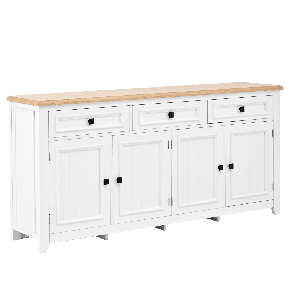 Credenza Bianca Moderna Mobile Buffet Soggiorno in MDF 160 cm con 4 Ante e 3 Cassetti