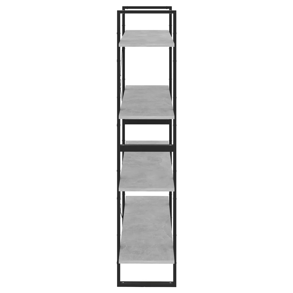Libreria 4 Ripiani-Scaffale per Libri-Mobile di Stoccaggio Grigio Cemento 100x30x140cm Legno Multistrato