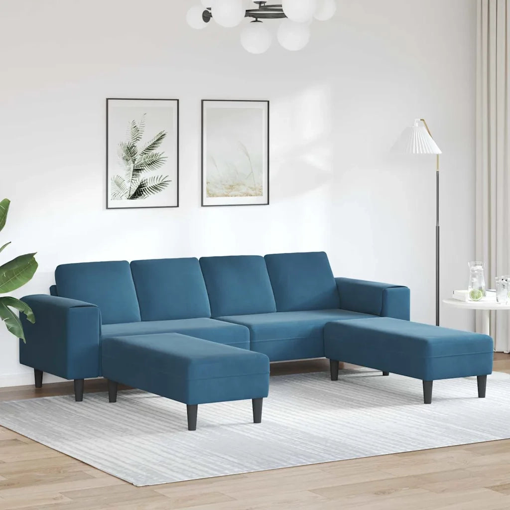 Set di divani 3 pcs Blu Velluto