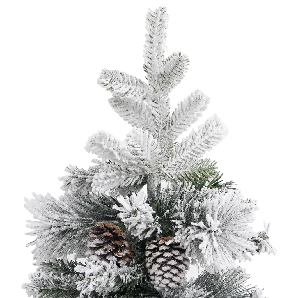 Albero di Natale con Neve Floccata e Pigne 225 cm PVC e PE 340532