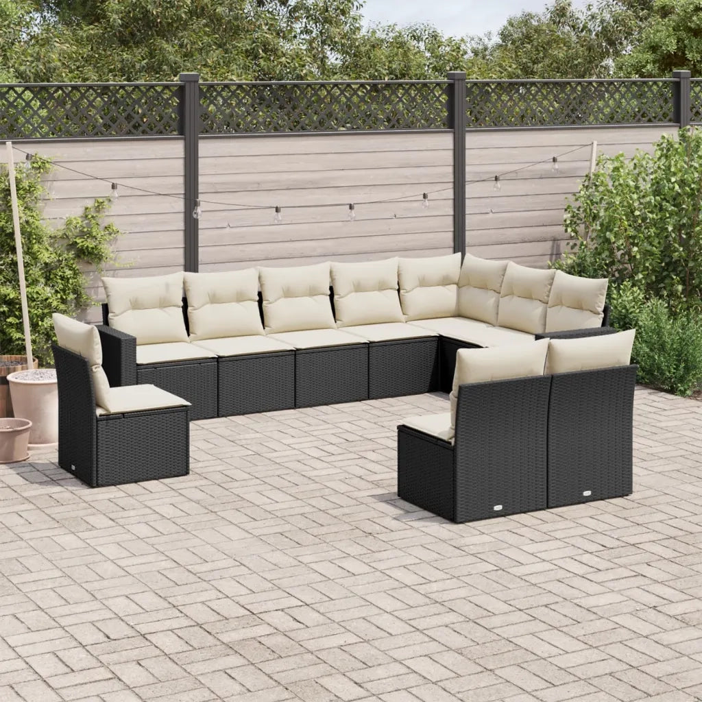 Set Divani da Giardino 10pz con Cuscini in Polyrattan Nerocod mxl 92165
