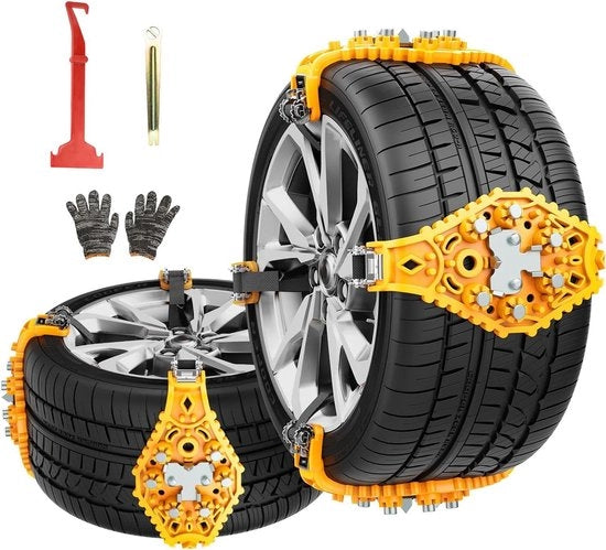 8 pezzi - catene per neve per una guida sicura su strade innevate - regolabili e antislip - adatti per pneumatici, ruote, camion e SUV - larghezza 165-275 mm - scalata ghiaccio e fango