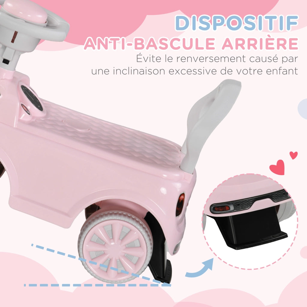 Auto Portagiochi con Volante e Clacson ¨C zephmum ¨C Rosa 53x25x35 cm