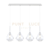 SOSPENSIONE BIANCO 4 LUCI RETTANGOLARE VETRI TRASPARENTE 1177BI-S4 R-TR