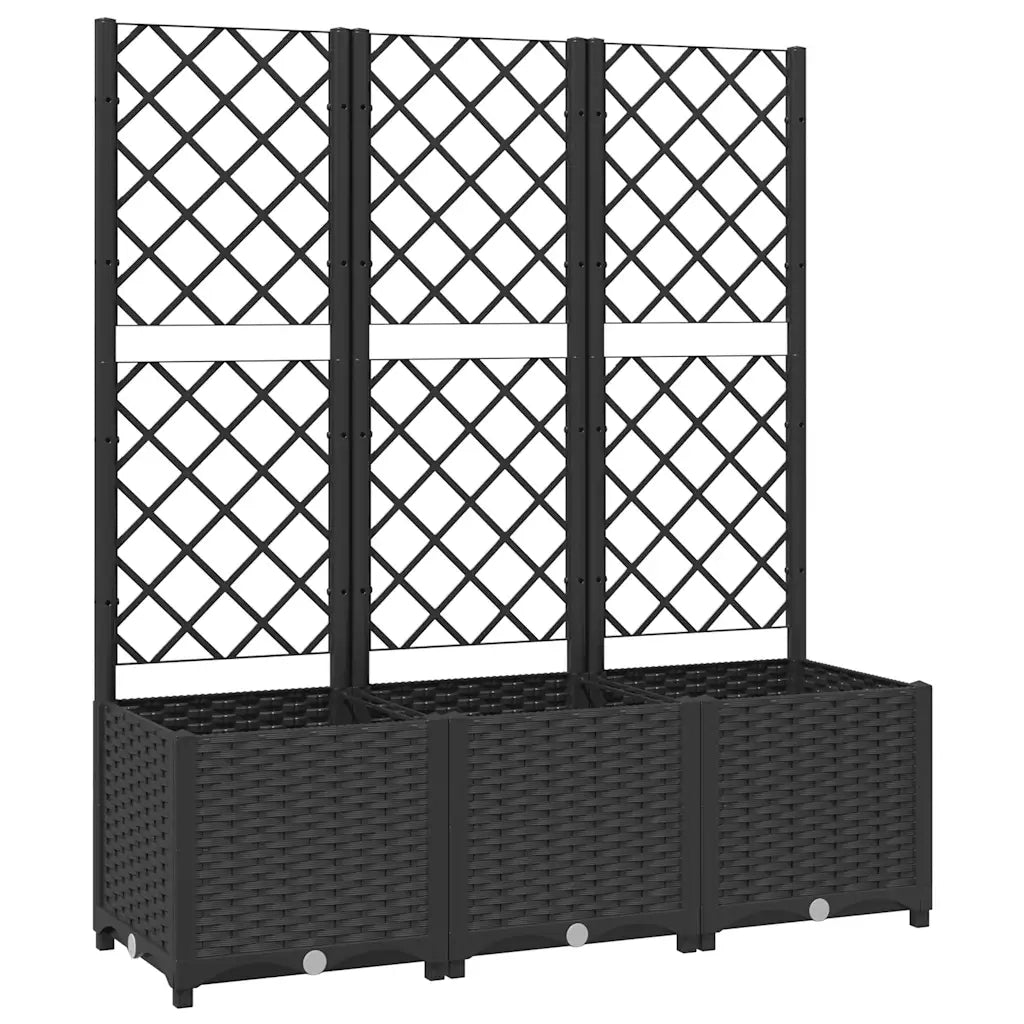 Fioriera da giardino con traliccio nera 120x40x136 cm PP 318273