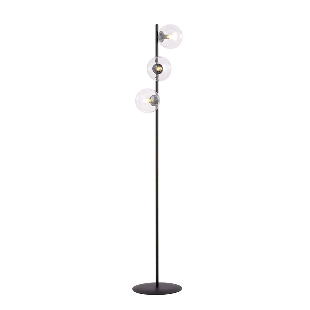 Piantana Minimal Durga Acciaio Nero Trasparente 3 Luci E14 Ip20