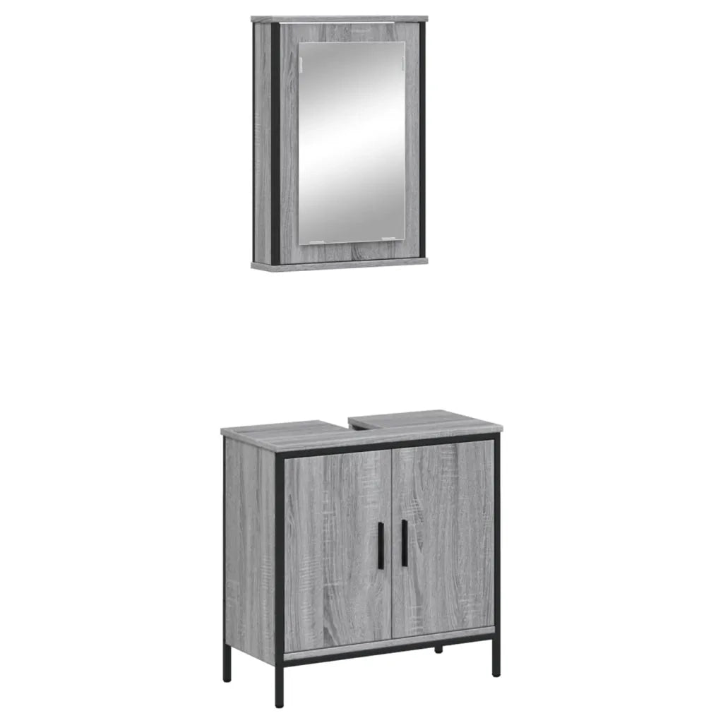 vidaXL Set Mobili da Bagno 2 pz Grigio Sonoma in Legno Multistrato