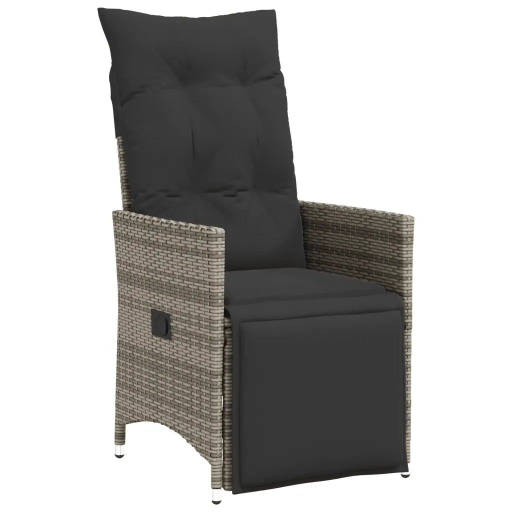 Set BistrÃ² da Giardino 7 pz con Cuscini in Polyrattan Grigio