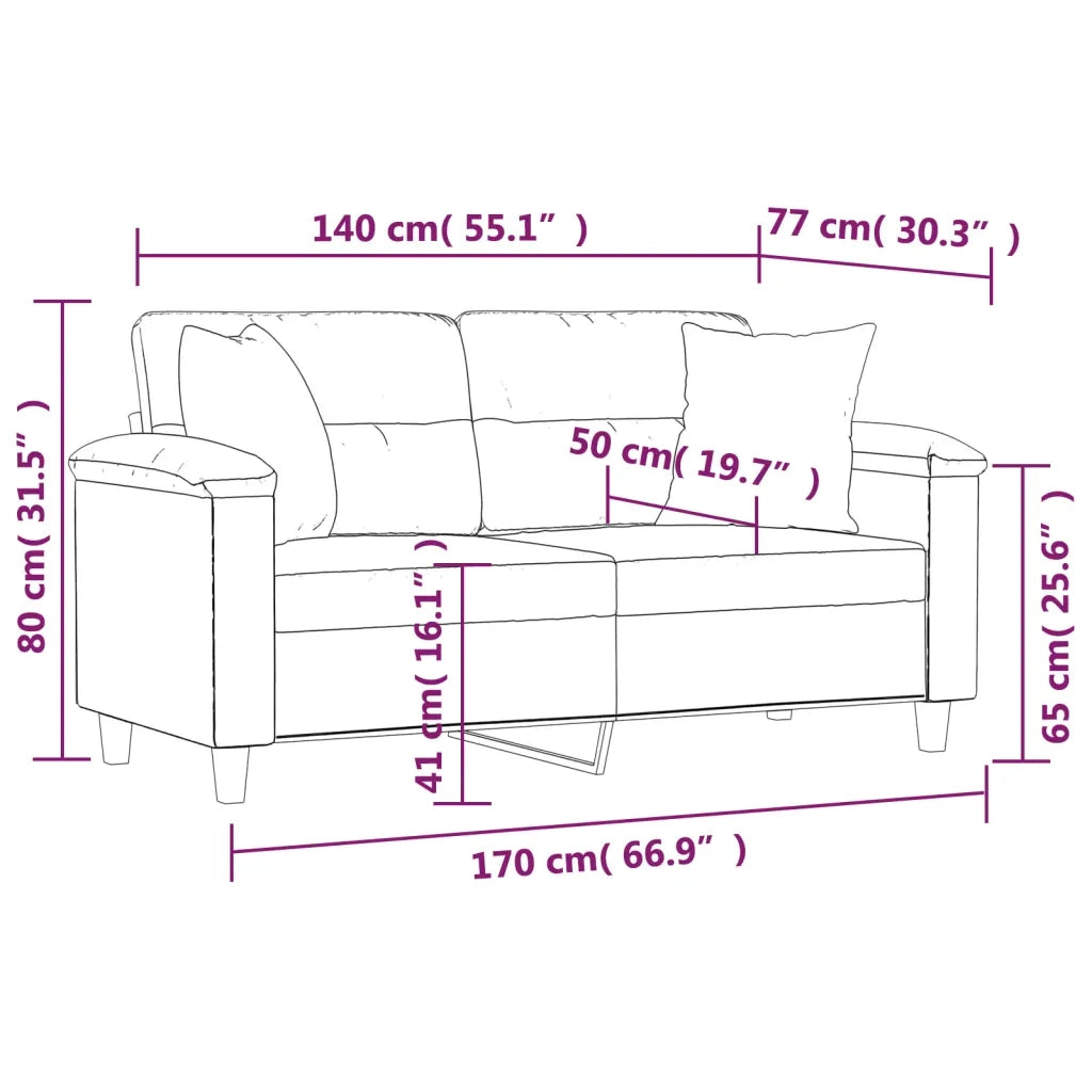 Divano 2 Posti Cuscini-Sofa 2 Posti con CusciniGrigio Scuro 140 cm Tessuto Microfibra