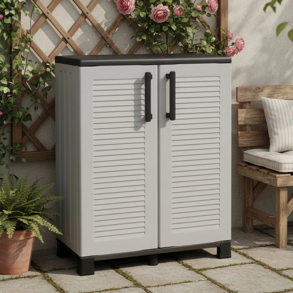 Mobile da Giardino Anthony, Armadio da Esterno un Ripiano Made in Italy, 68x37x90h cm Grigio Chiaro