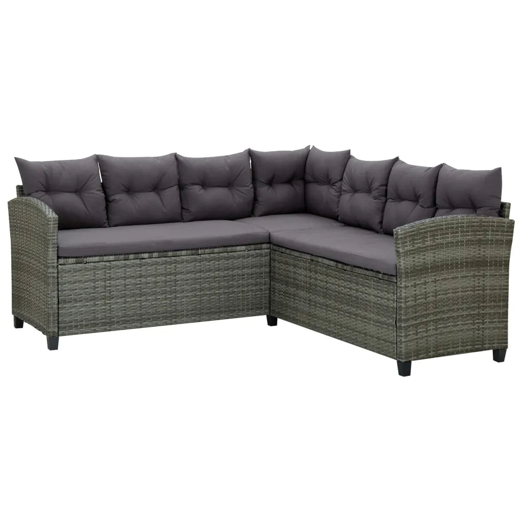 Set Divani da Giardino 6 pz con Cuscini in Polyrattan Grigio cod mxl 37778
