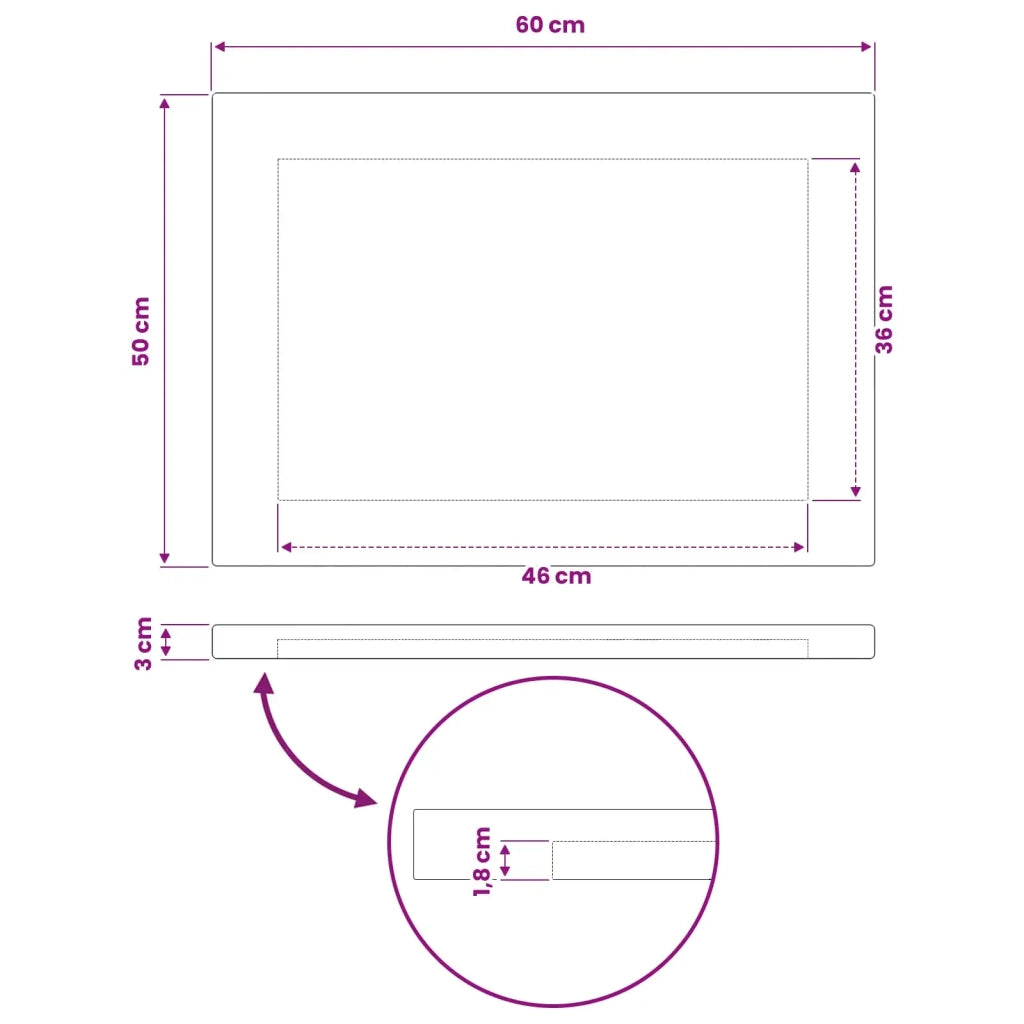 Piano del Tavolo Rettangolare 90 x 50 x 3,5 cm Rettangolare 938231