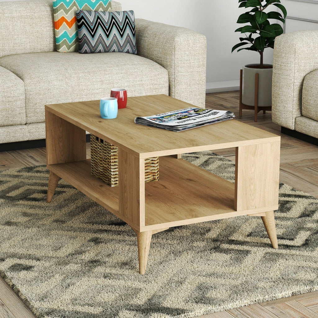 Lozio, Tavolino da Salotto un Vano, 41.6x90x54h cm Marrone Quercia