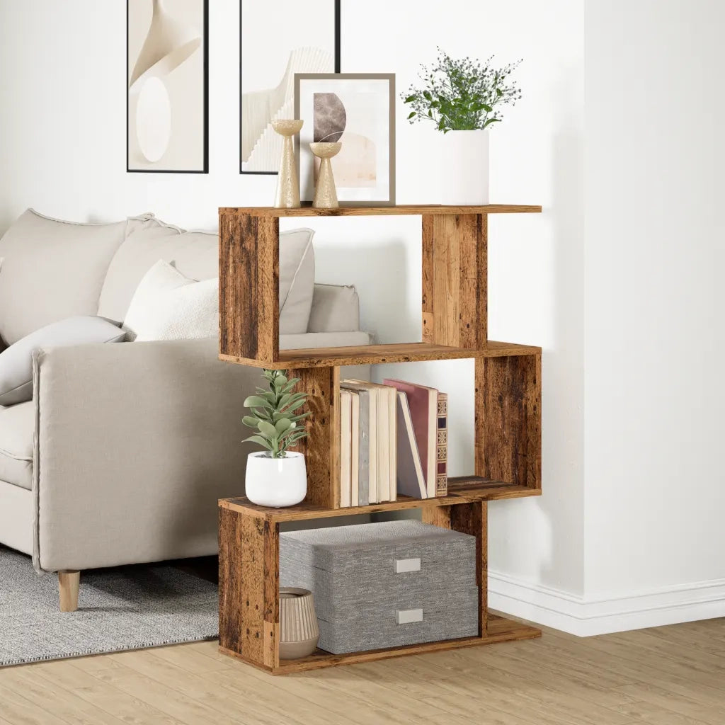 Libreria Divisorio 3Ripiani Legno Antico 70x24x97 cm Truciolato 858118