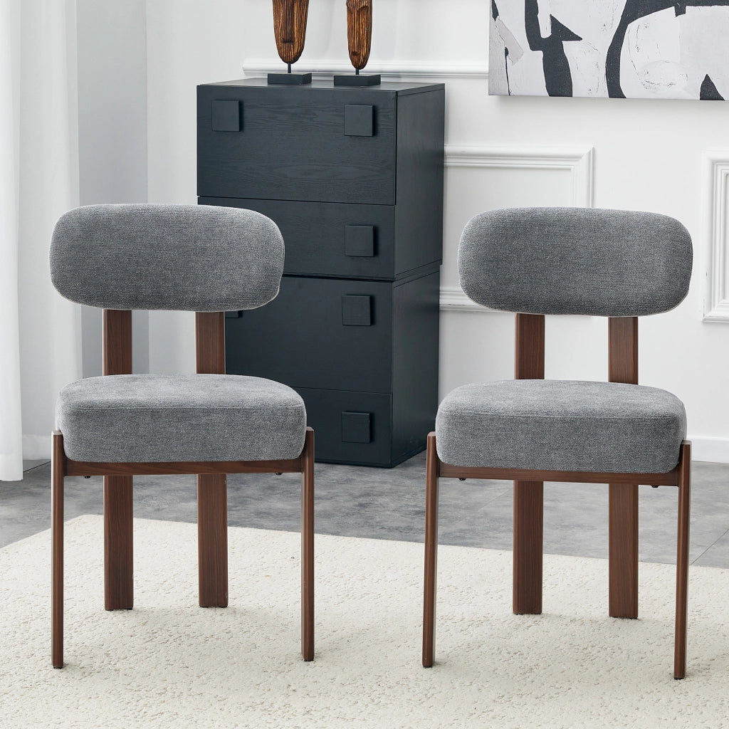 Set 2 Sedie da Pranzo Imbottite ¨C MINIMAL ¨C Tessuto Lino, Schienale Curvo, Stile Moderno