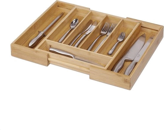 Set di Cucina in Bambù 5-7 Cestelli Flessibili - Cestello di Carico - Larghezza 315-49 cm Naturale