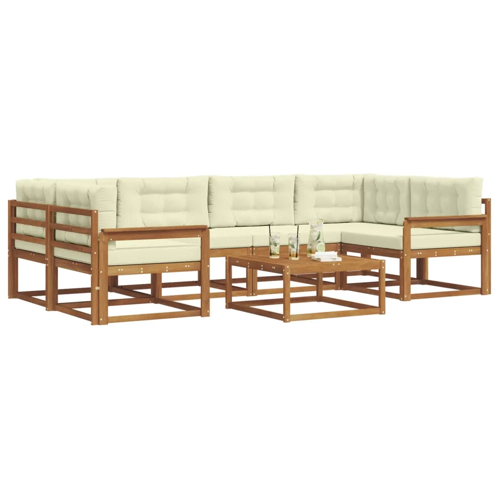 Set di divani da esterno con cuscino 7 pcs Naturale e Crema 3367253