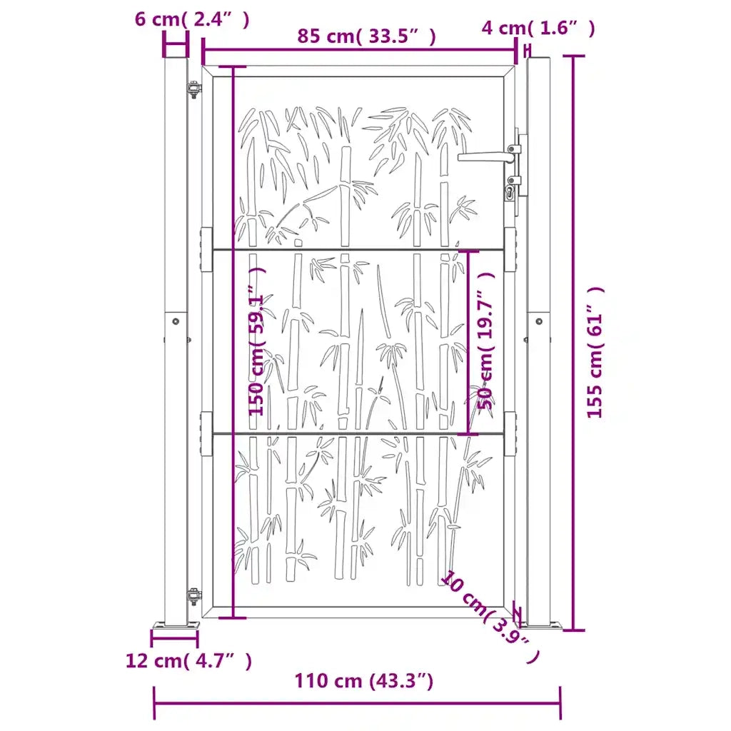 Cancello Giardino Antracite 105x155 cm in Acciaio Design BambÃ¹