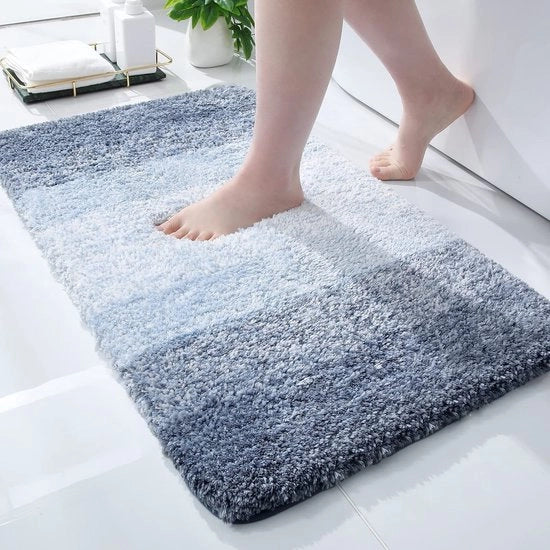 Tappeto per bagno - Antiscivolo e lavabile - Alto spessore e assorbente - Blu - Piuma microfibra tappeto per bagno - Adatto per la zona bagno
