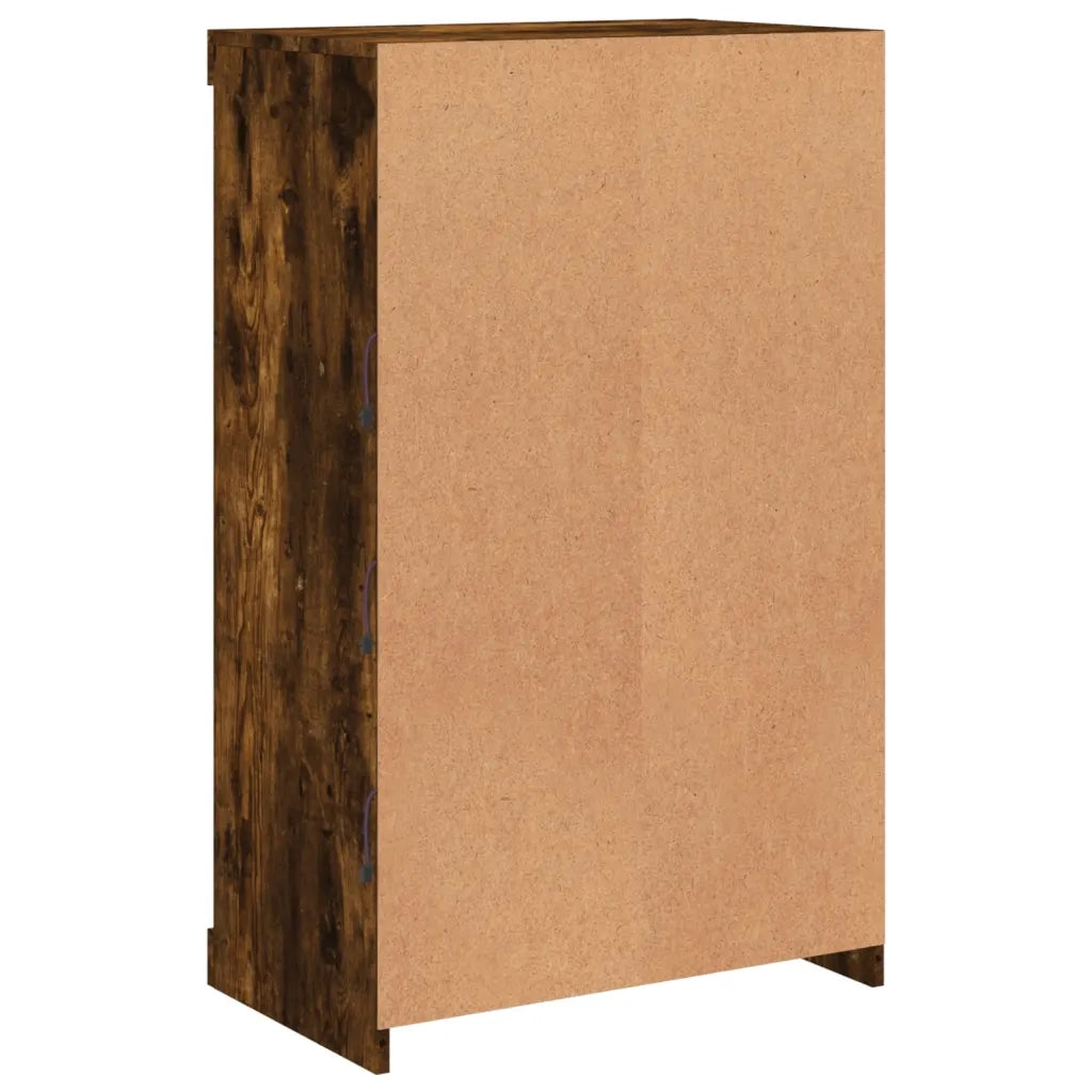 Credenza con Luci LED-Buffet-Armadio da cucina Rovere Fumo 60,5x37x100 cm 415471