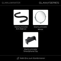 GlamSeries GlamLuminater Luce LED, lampada con 2 bracci flessibili, temperatura di colore regolabile in continuo, lampada con telecomando, illuminazione per make-up artist