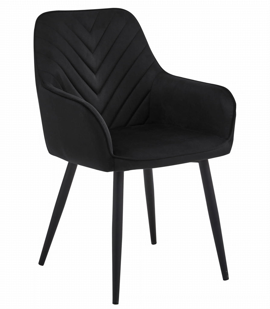 Sedia da pranzo Valora WAAV - Velluto nero con gambe nere x1