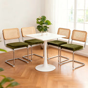 Sedie da Pranzo Set 4 Pezzi ¨C MINIMAL ¨C Velluto e Rattan, Gambe in Metallo, Imbottite, Moderne