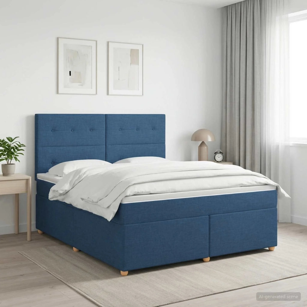 Letto box spring con materasso Blu 160 x 200 cm Tessuto 3453927