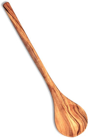 Lepel in olivo con manico in legno | testa rotonda e coda 30 cm | leva in legno, cucchiaio, aiuto in cucina | pratico, duraturo e igienico