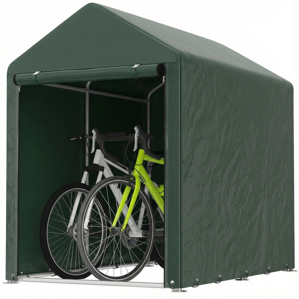 Capanna da giardino per biciclette con 2 camere ¨C zephmum ¨C Verde 120x180x165 cm