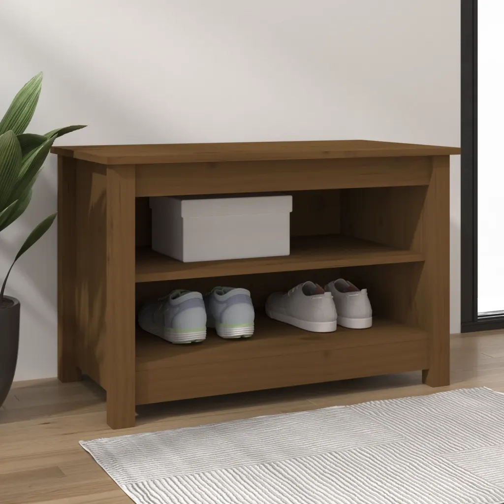 Scarpiera Miele 70x38x45,5 cm in Legno Massello di Pino cod mxl 39081