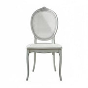 Sedia classica ovalina paglia di vienna legno shabby bianco 49x55x104 - Mobili 2G