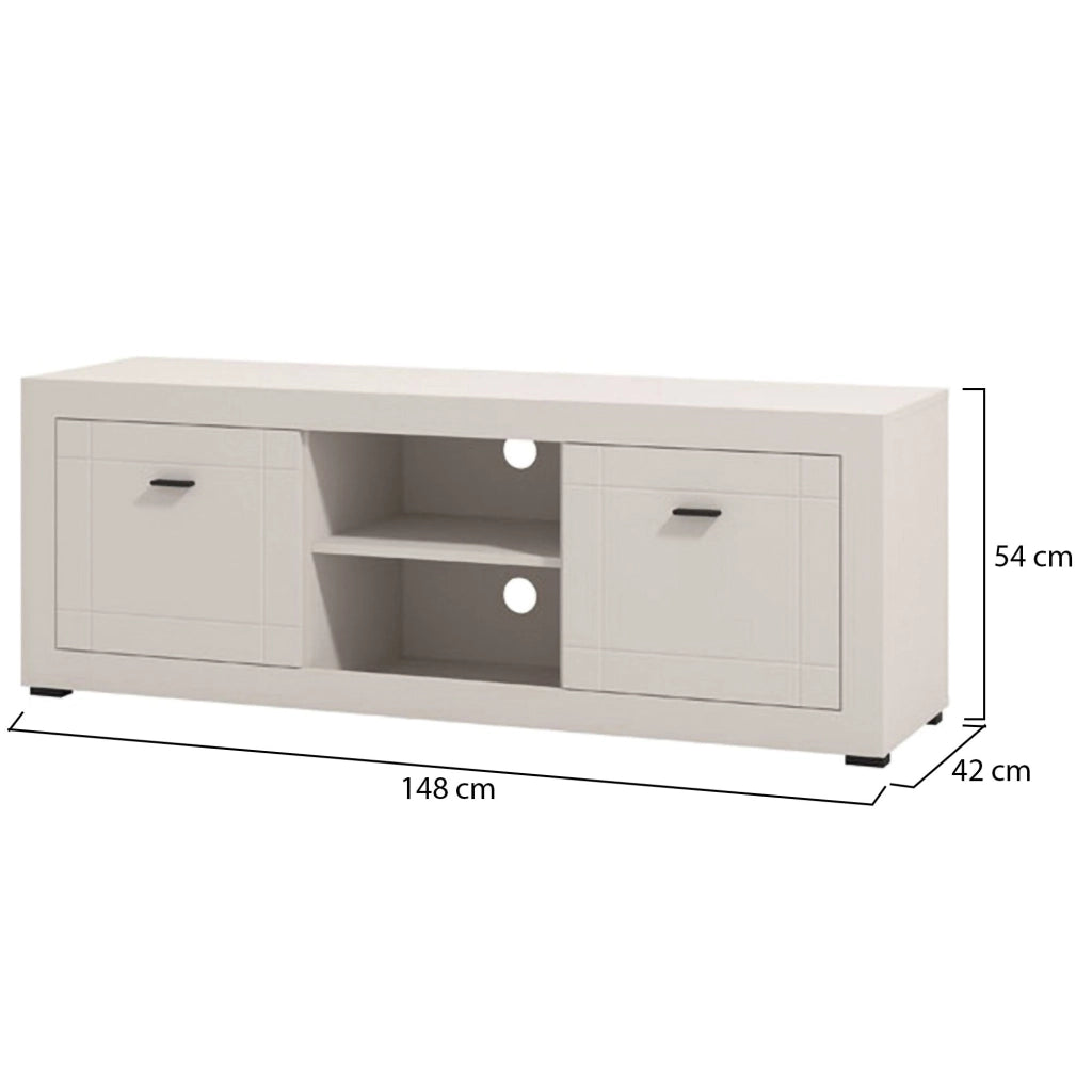 Sillaro, Mobile Porta tv 2 Ripiani, 147.5x41.5x53.5h cm Bianco Crema