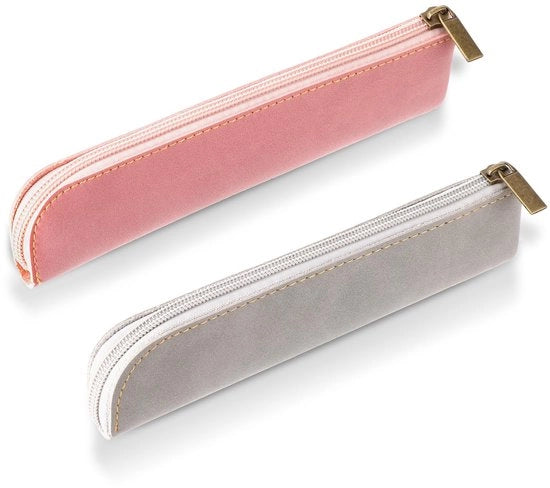 Etui per penna, 2-pack, con chiusura a raccordo, portapenna portatile, astuccio per cosmetici per il contenimento di penne e quaderni