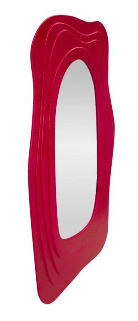 Specchio Pregola, Specchiera, Articolo d'arredo a muro, Decorazione con specchio, 90x4 h165 cm, Fucsia