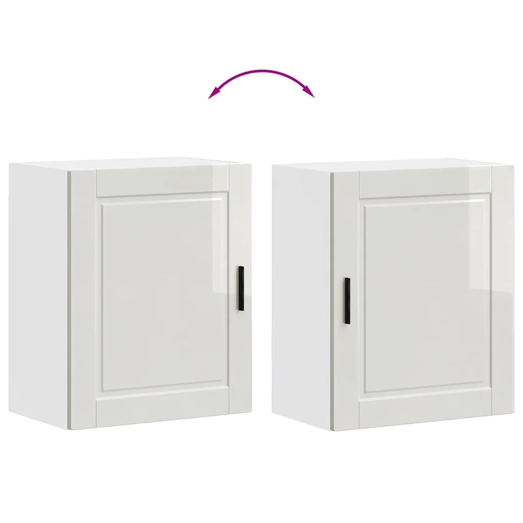 Pensili da Cucina 2 pz Porto Bianco Lucido in Legno Multistrato 854042