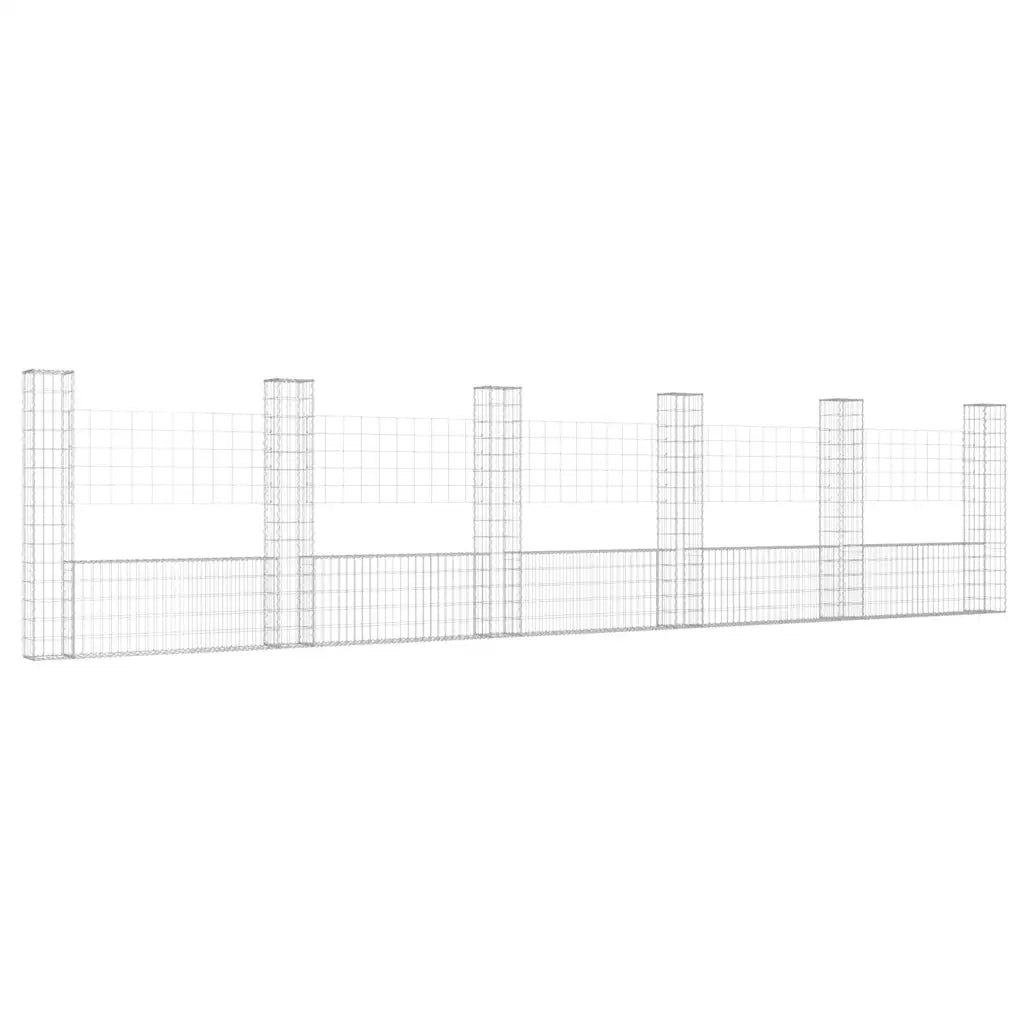 Cesto Gabbione a U con 6 Pali in Ferro 620x20x150 cm 151286