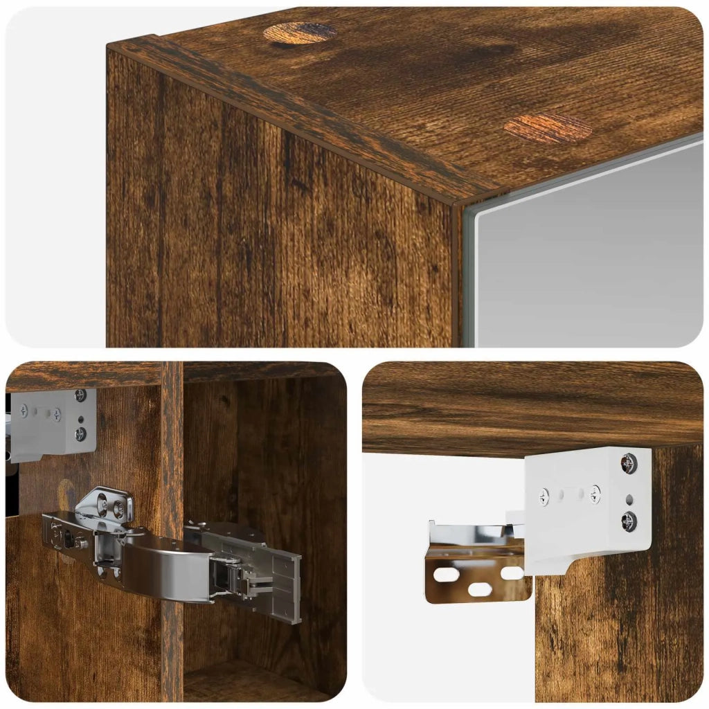 Mobiletto per specchio da bagno Rovere fumé 70 x 14,5 x 70 cm