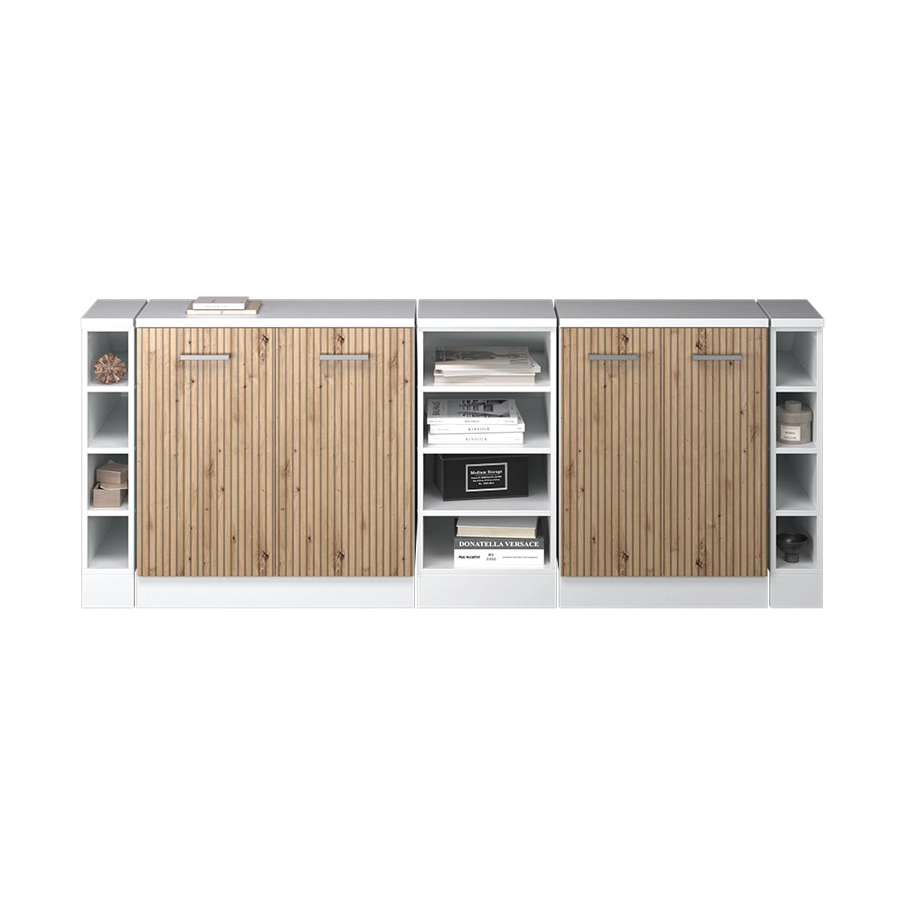 Mobile cucina sottotetto R-Line Rovere artigianale/Bianco 210 cm Set di 5 carcasse armadio profondità 60 cm Vicco