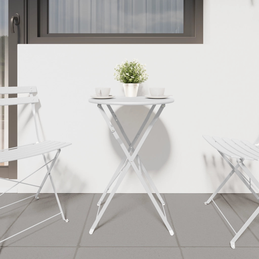 Tavolo da Bistrot Pieghevole Bianco Ã˜50x71 cm in Acciaio Verniciato