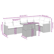 Set Divani da Giardino 7 pz con Cuscini Grigio in Polyrattan