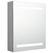 Armadietto Bagno | Armadio da bagno con Specchio e LED Grigio Cemento 50x14x60 cm