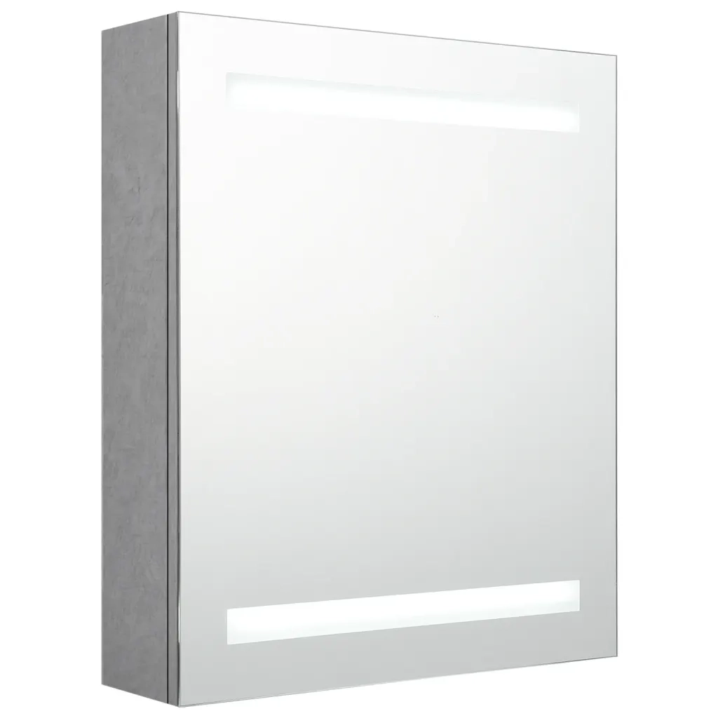 Armadietto Bagno | Armadio da bagno con Specchio e LED Grigio Cemento 50x14x60 cm