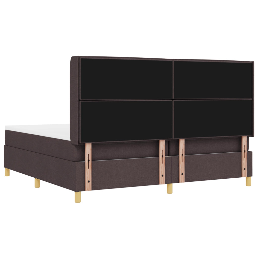 Letto a Rete con Materasso e LED Marrone Scuro 200x200 cm Tessuto
