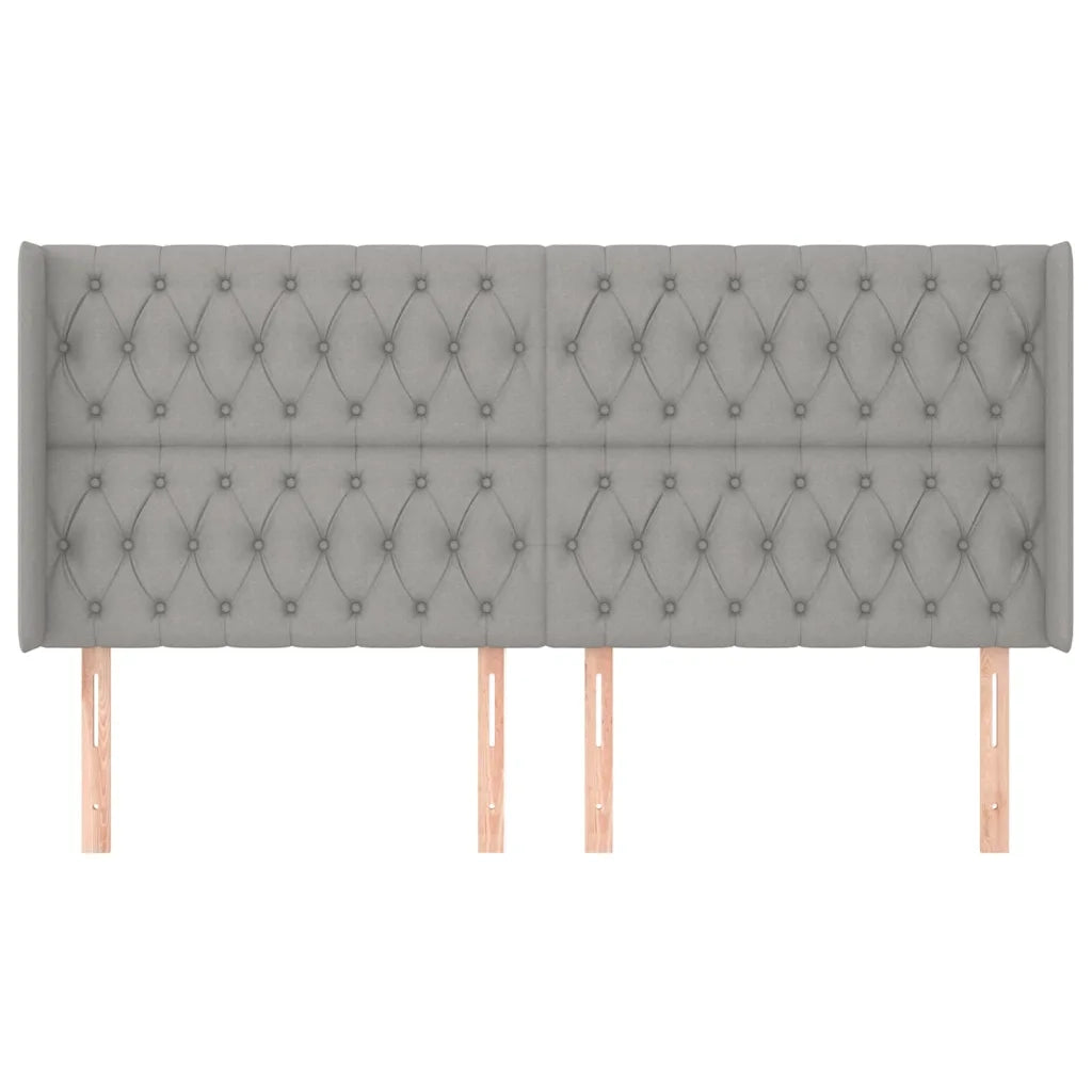 Testiera | Testata ad Orecchio Grigio Chiaro 183x16x118/128 cm in Tessuto