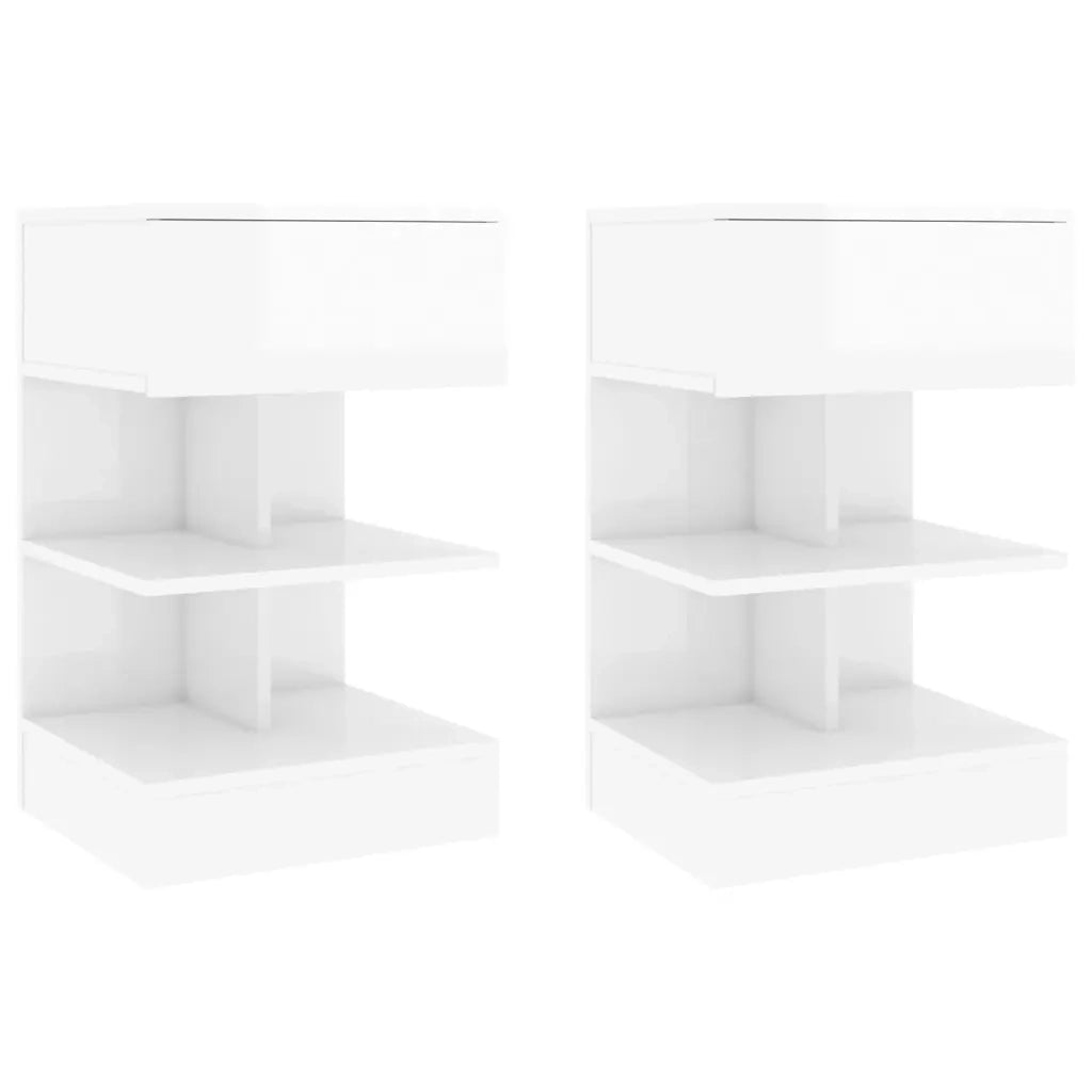 Comodini 2 pz Bianco Lucido 40x35x65 cm 808661