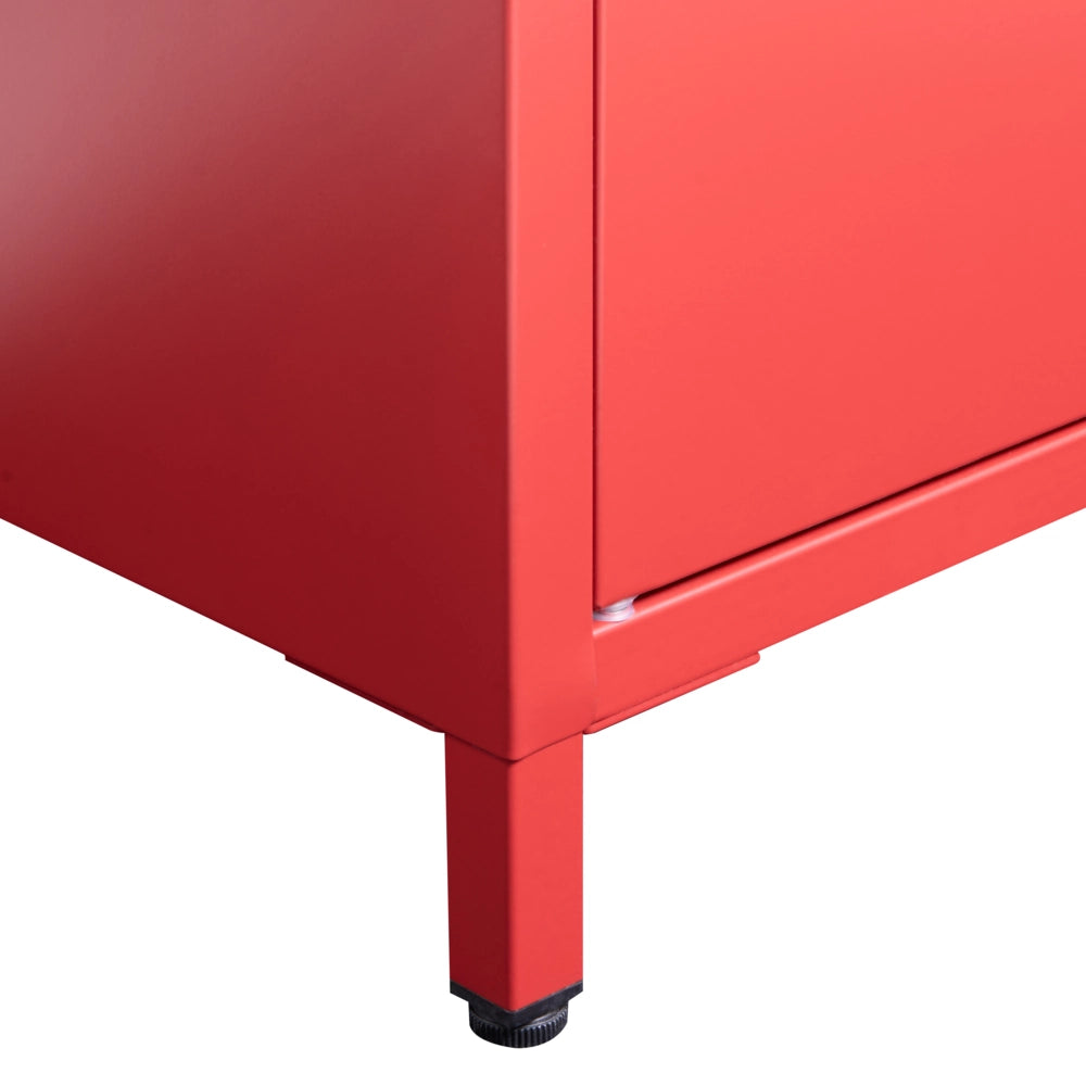 Armadio Portaoggetti Home Office Acciaio Rosso 2 Ante 4 Ripiani Design Industriale