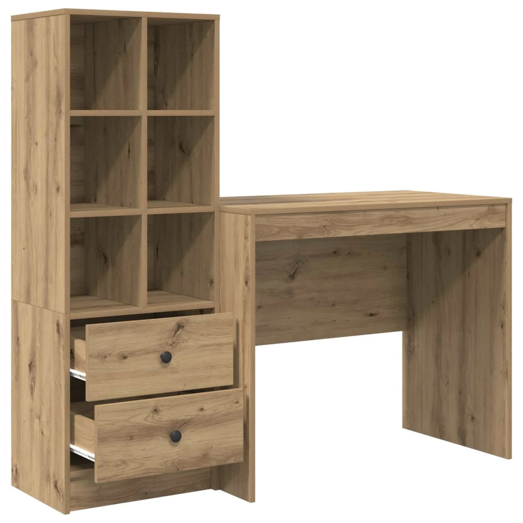 Scrivania con cassetto con lo scaffale 2 pcs Rovere artigianale 3337368