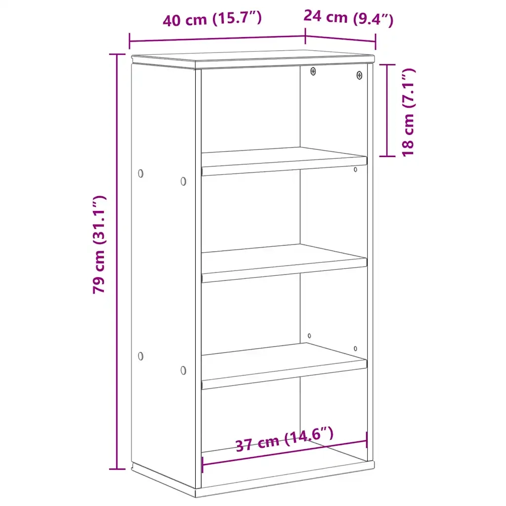 vidaXL Armadietto Laterale ODDA Bianco 40x24x79 cm Legno Massello Pino